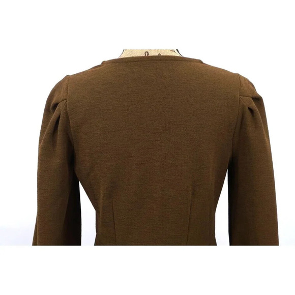 Madewell New Texture &‎ Thread Dress Women S Brown Button Crepe Balloon Sleeve - Picture 6 of 8